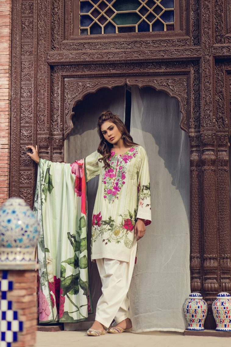 Refreshing Green unstitched Pakistani pret dress by Kapray online printed clothes 2018