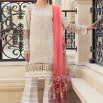 Refreshing and elegant cream 3 piece unstitched dress by Maria B casual collection 2018