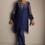 Refreshing blue Pakistani ready to wear dress by Deepak Perwani luxury dresses 2018