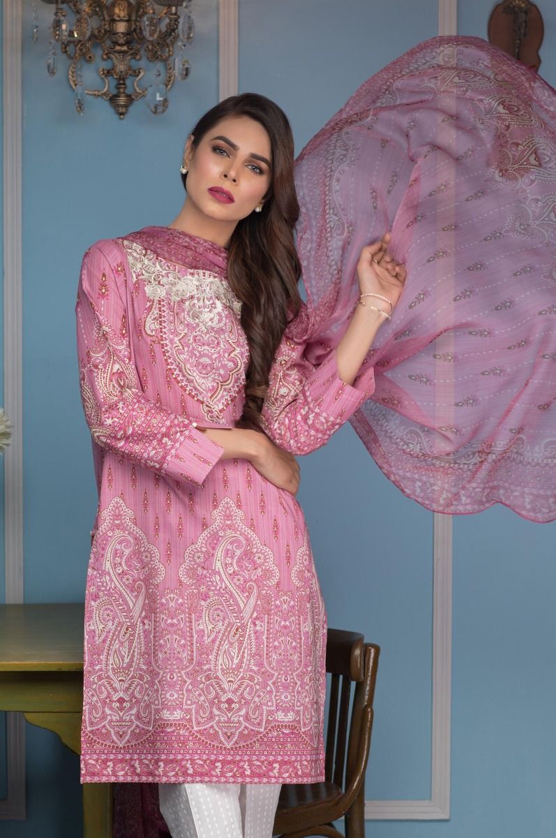 Refreshing lilac Pakistani ready to wear dress by zeen women 3 piece suits 2019
