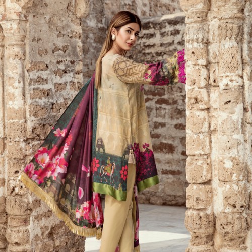 Skin embroidered unstitched 3 piece Pakistani pret by Panache 3 piece spring collection 2019