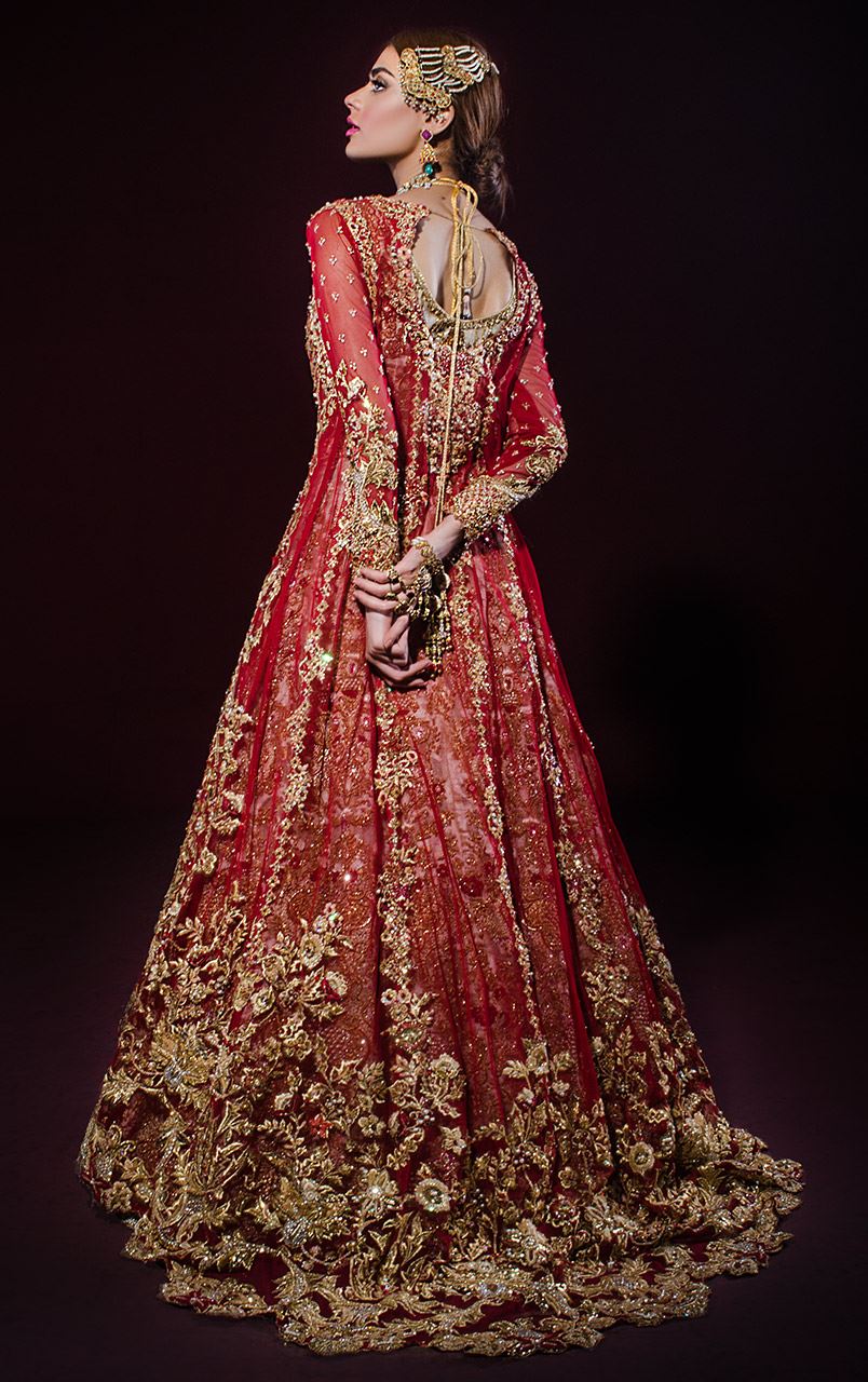 This desi Pakistani bridal dress is available at a reasonable price by Pakistani bridal fashion designer