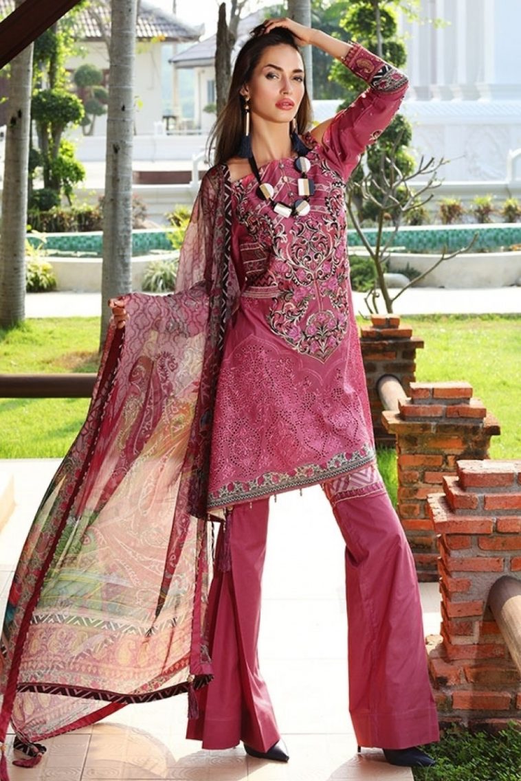 This elegant 3 piece unstitched lawn dress available at a decent price of pkr 5490 at all online and off line stores by Motifz spring casuals 2018