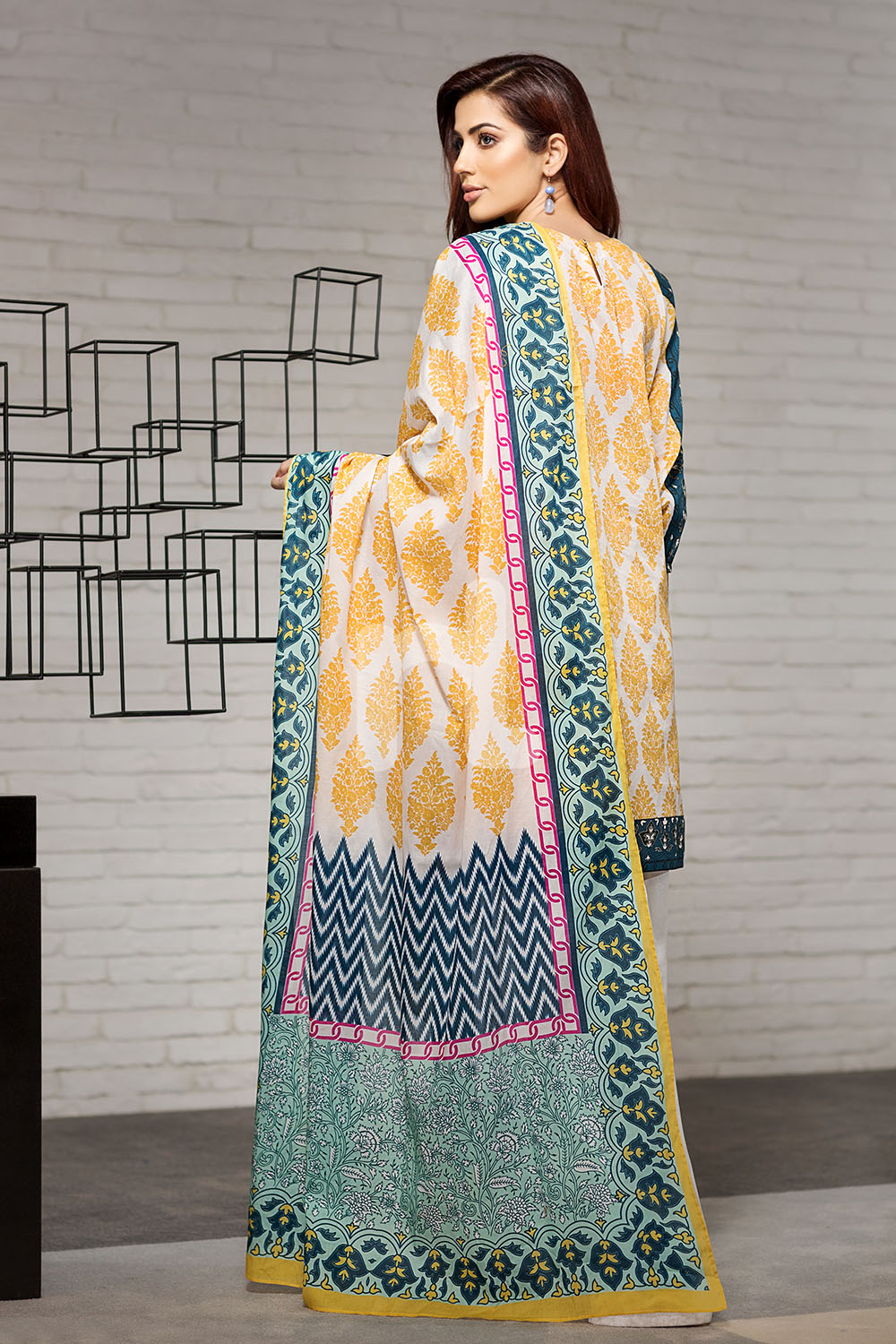Yellow colored two piece unstitched lawn dress by Nishat Linen casual clothes 2019
