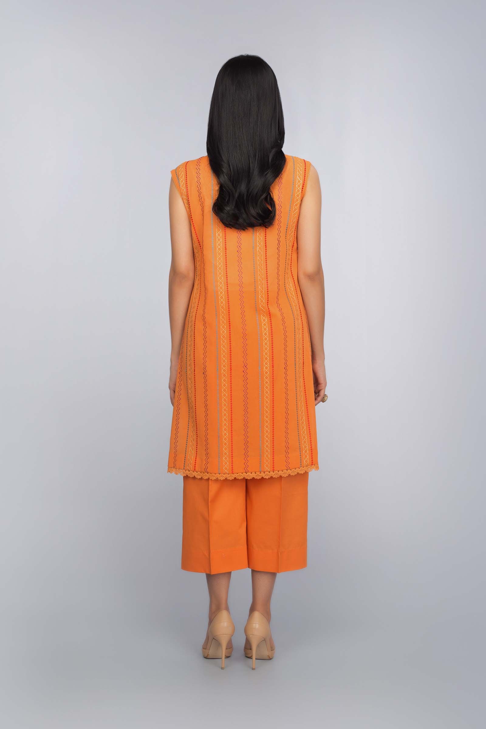 Unstitched Orange Pakistani Suit by Bareeze Online UK 