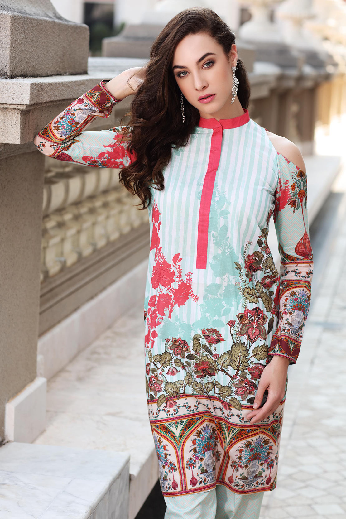 Beautiful 2 piece blue unstitched dress by So Kamal spring summer collection