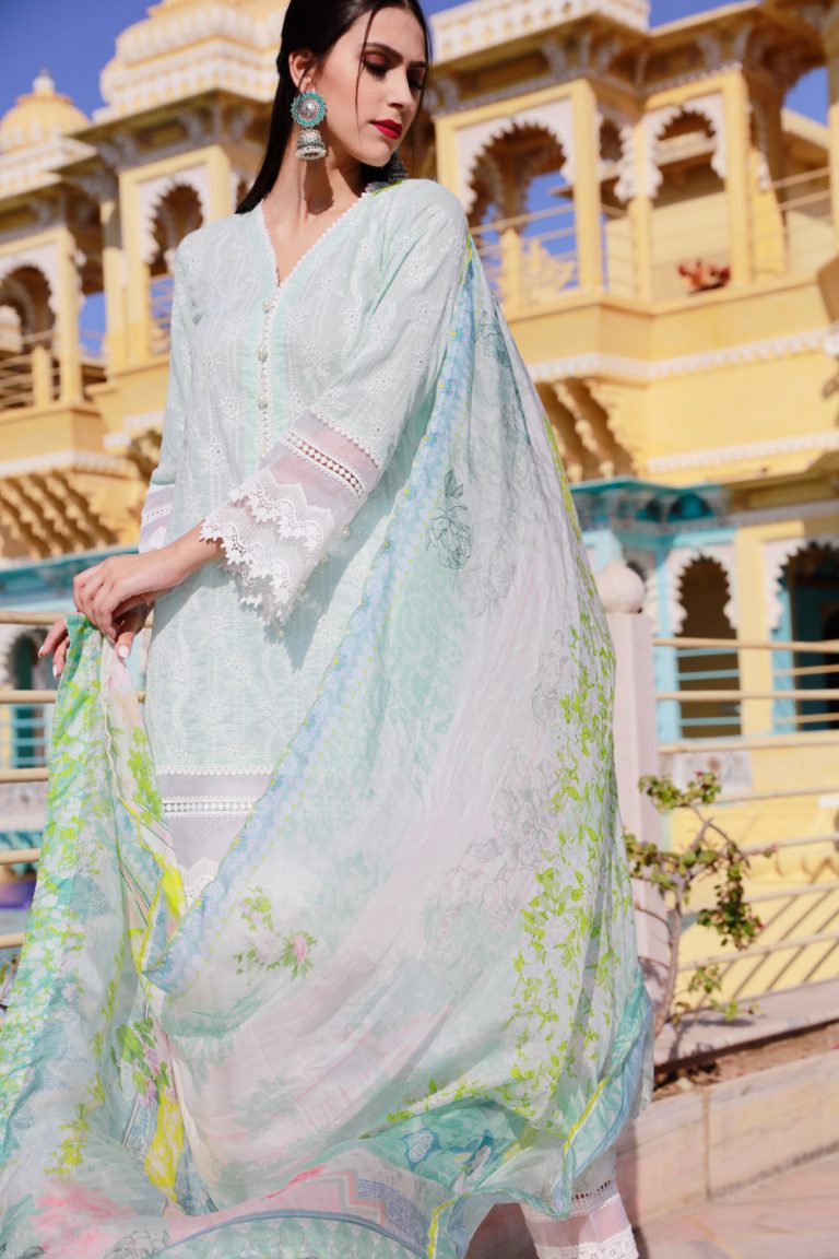 Beautiful Light green Pakistani unstitched dress by Images embroidered ...