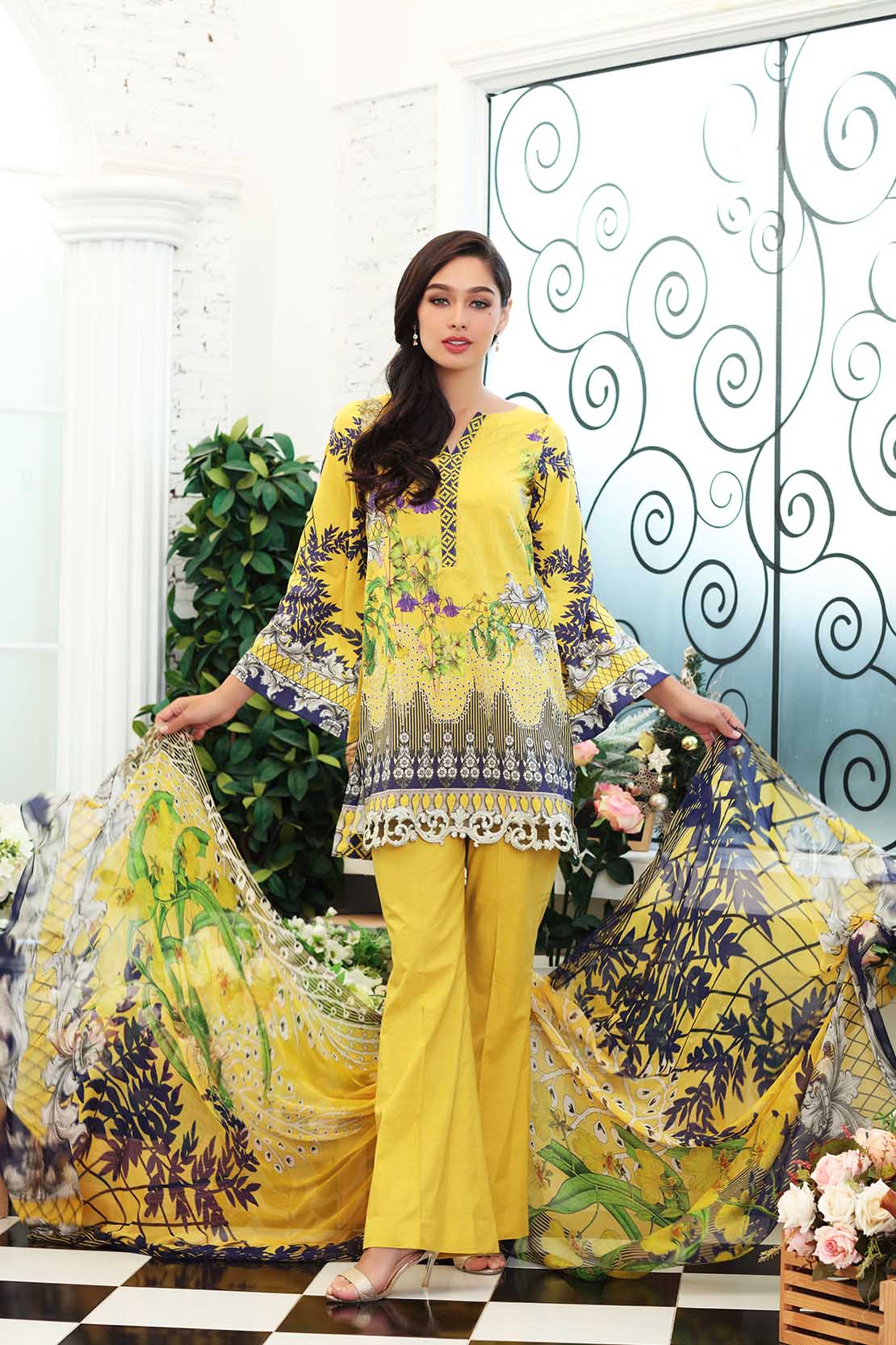 Buy this elegant embroidered pret lawn dress available at all online and off line stores by So Kamal pret collection 2018