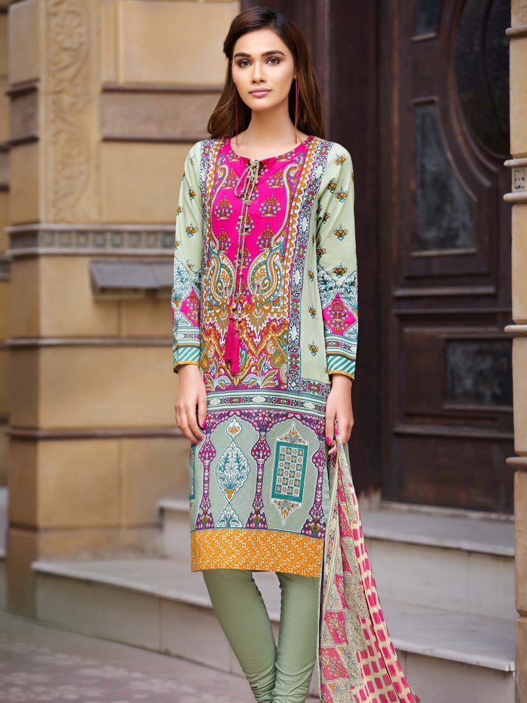 Buy this elegant green lawn 2 piece pret dress by Limelight printed collection 2018 at a very reasonable price