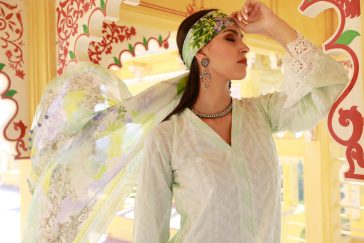 Pearly Blue 3Pc - Embroidered Pima Lawn Dress