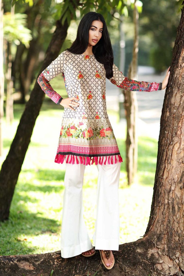 Elegant Unstitched multi-color pret kurti by So Kamal Unstitched wear collection 2018