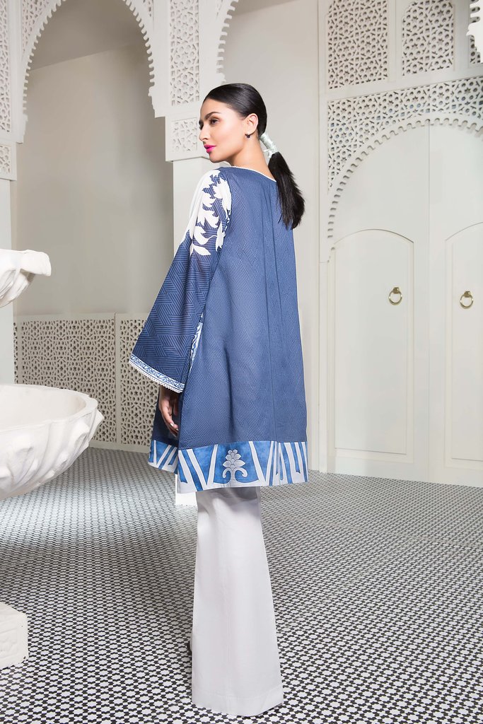 Elegant and classy blue colored unstitched lawn shirt by Pakistani dress in Uk