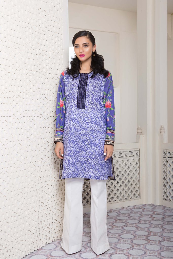 Elegant blue 3 unstitched pret dress by Sapphire spring collection 2018