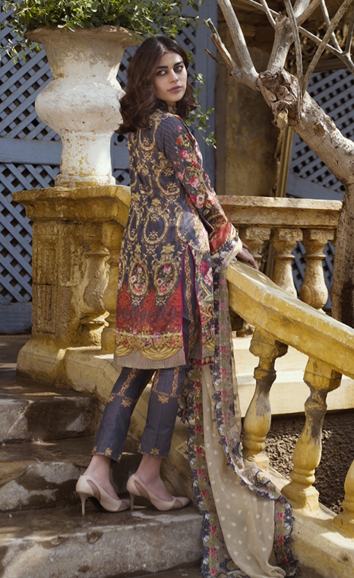 Get this ravishing Printed Pakistani unstitched dress at a best price by LSM fabrics casual prets 2018