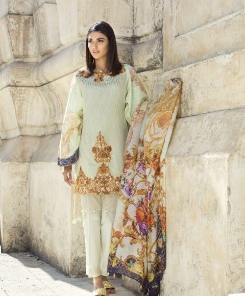 Get this ravishing digital printed Pakistani unstitched dress at a best price by Ivy prints lawn collection 2018