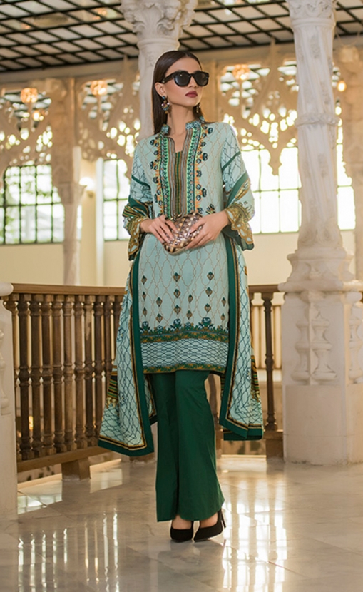 Get this ravishing embroidered Pakistani unstitched dress at a best price by Summerina embroidered collection 2018