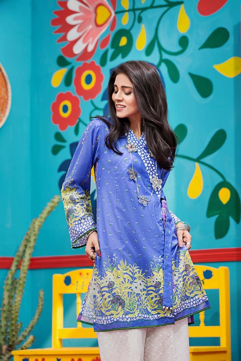 Magnificent and scintillating Blue colored two piece unstitched lawn dress by Gul Ahmed lawn dresses 2018