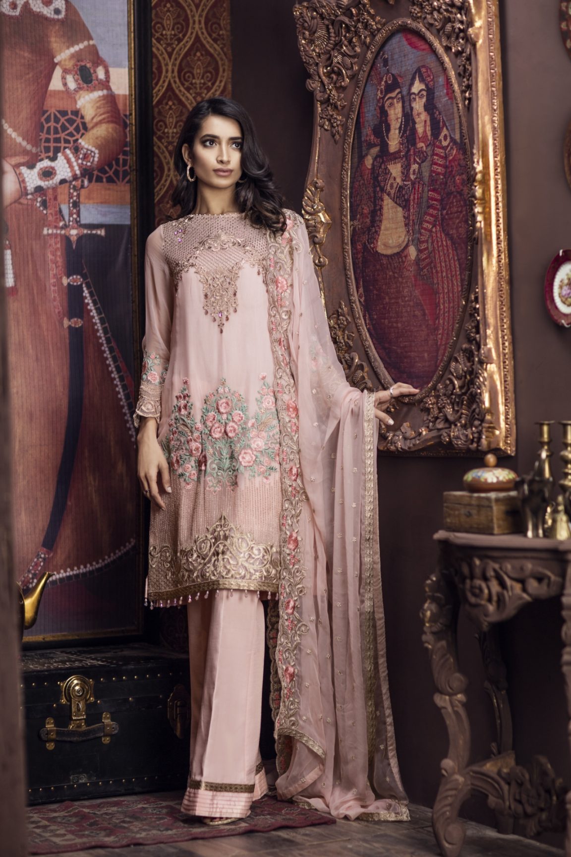 Pastel elegance Pakistani unstitched dress by Imrozia Premium luxury