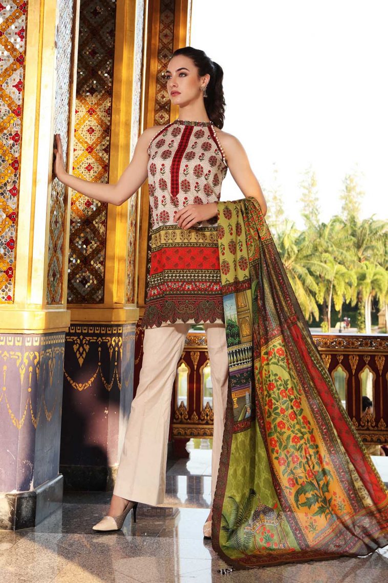 Refined Maroon 2 piece off-white unstitched pret by So Kamal lawn collection 2018