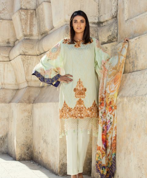 Secret history light green unstitched pret dress by Ivy prints lawn collection 2018