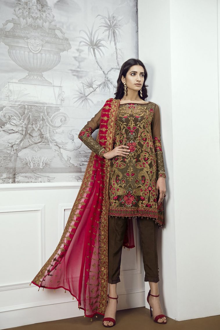 Pakistani Baroque 2018 Latest Chiffon Embroidery Collection Shalwar Kameez suit 