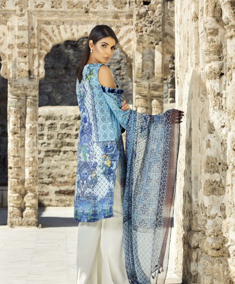 This elegant pret wear lawn Pakistani dress available at a decent price of pkr1950at all online and off line stores by Ivy prints spring collection 2018