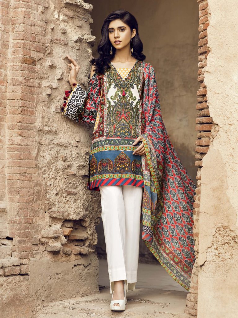 Beautiful blue Pakistani unstitched dress by Limelight printed ...