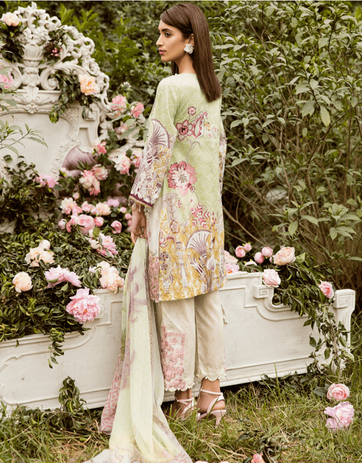 Buy this elegant printed lawn dress at a best price by Rangrasiya embroidered casuals 2018
