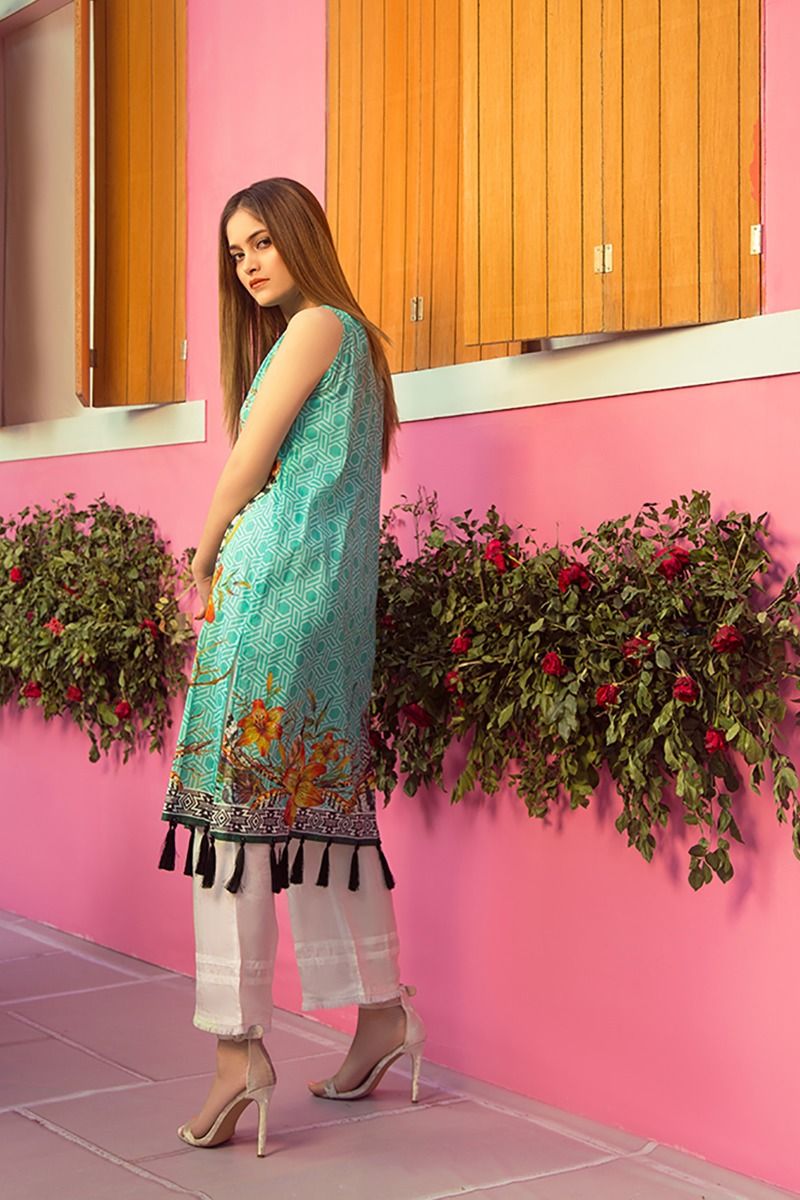 Buy Online Sea Green Pret Ready to Wear Shirt by Zellbury Summer Collection 2018 Sale
