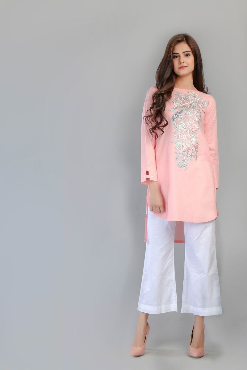Buy Online Tea Pink Pakistani Pret Shirt by Zellbury Ready to Wear Collection 2018
