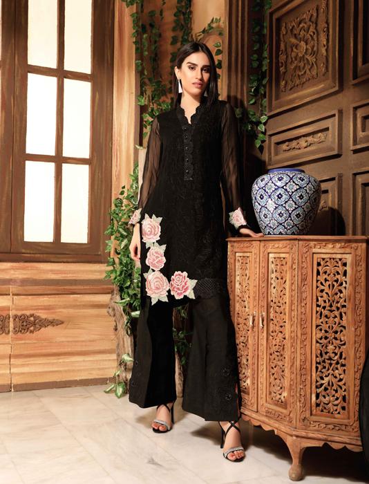 Buy this printed organza stitched dress by Khas luxury collection 2018 at a decent price from online stores