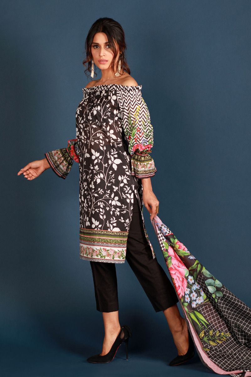 This elegant 2 piece unstitched lawn dress available at a decent price of pkr 1590at all online and off line stores by Zellbury summer collection vol.1 2018