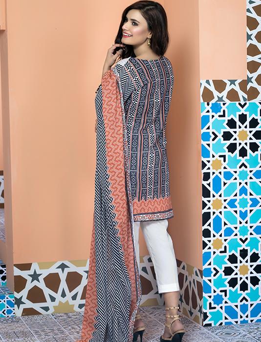 This elegant 3 piece unstitched lawn dress available at a decent price of pkr 1900 at all online and off line stores by Khas summer collection 2018