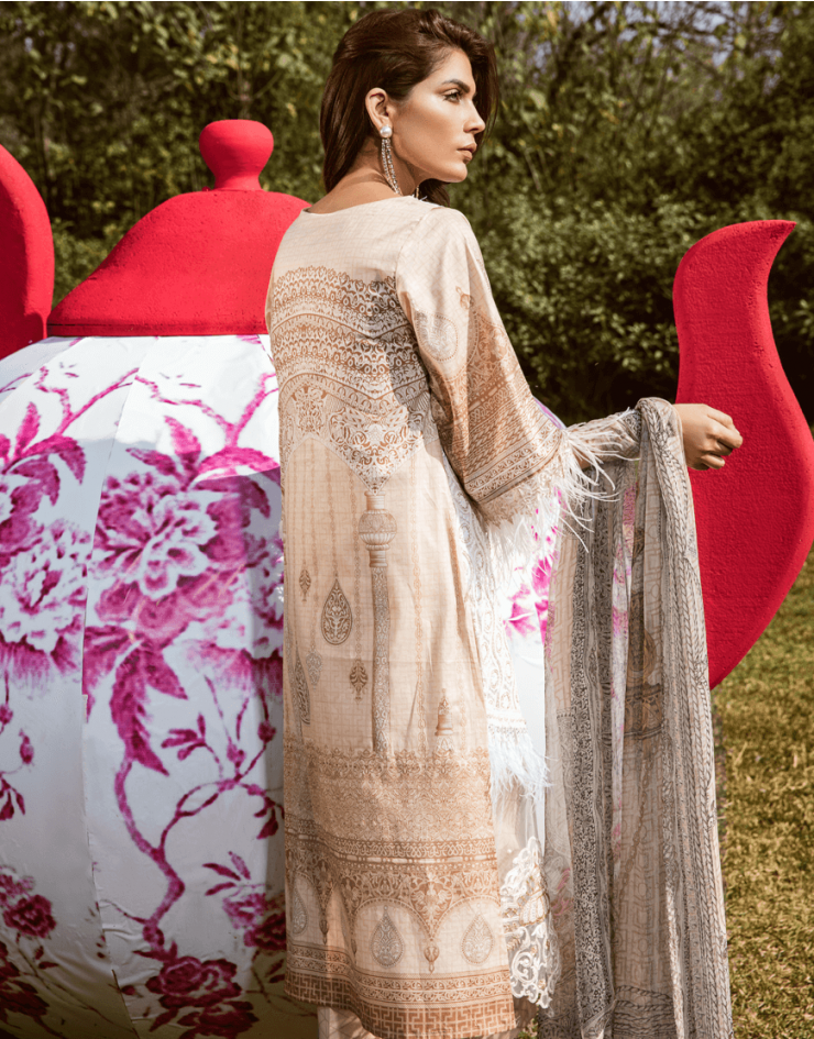 this lawn pret wear unstitched dress at a best price of available for online shopping by Rangrasiya summer lawn 2018