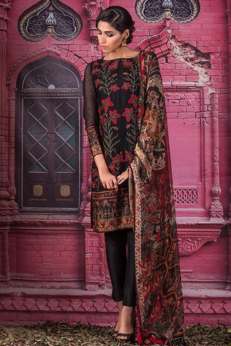 Alkaram Eid Collection USA features Black Embroidered Unstitched