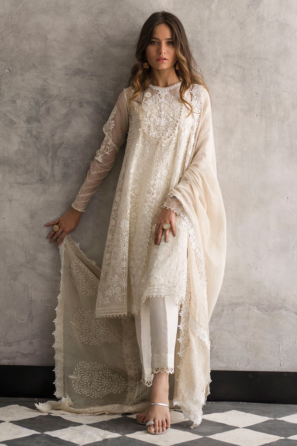 White Embroidered Dress Pakistani