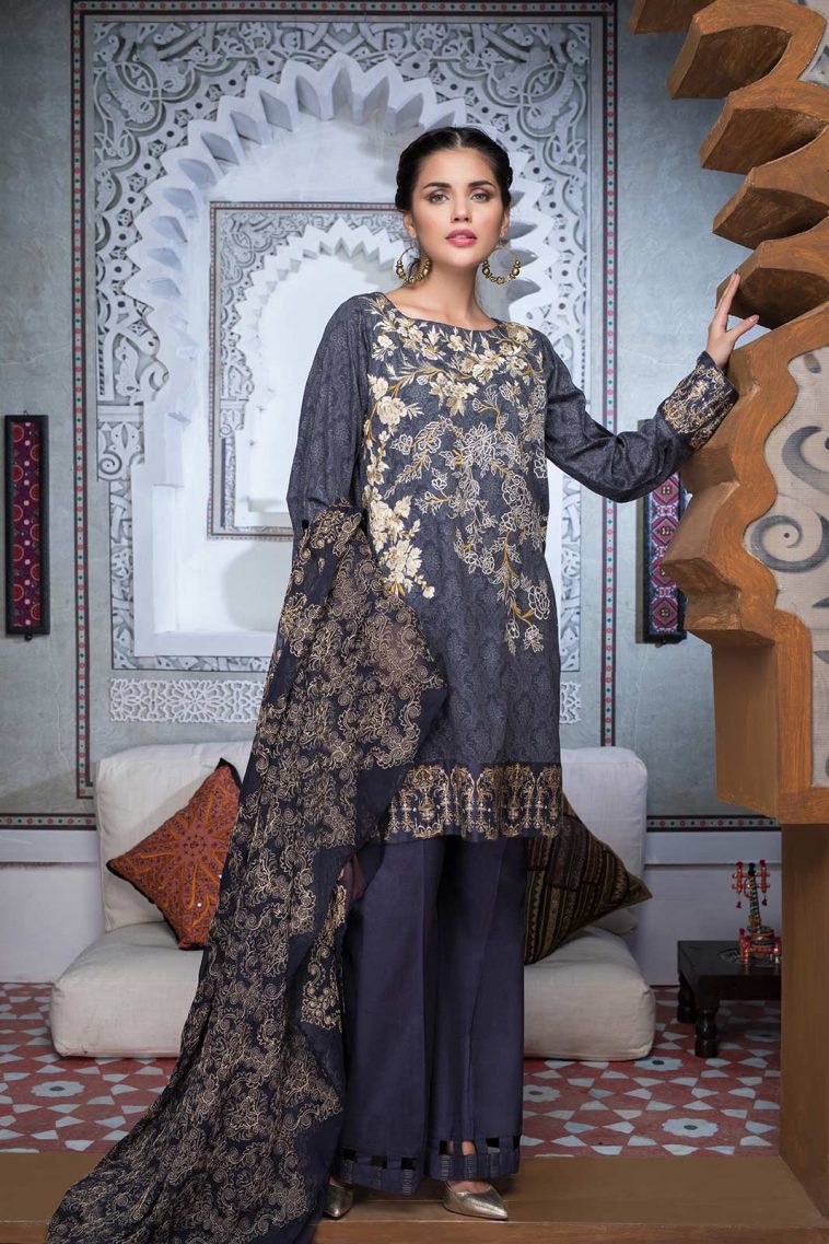 Grey 3 piece Pakistani stitched pret by Bonanza Satrangi Eid Clothes in ...