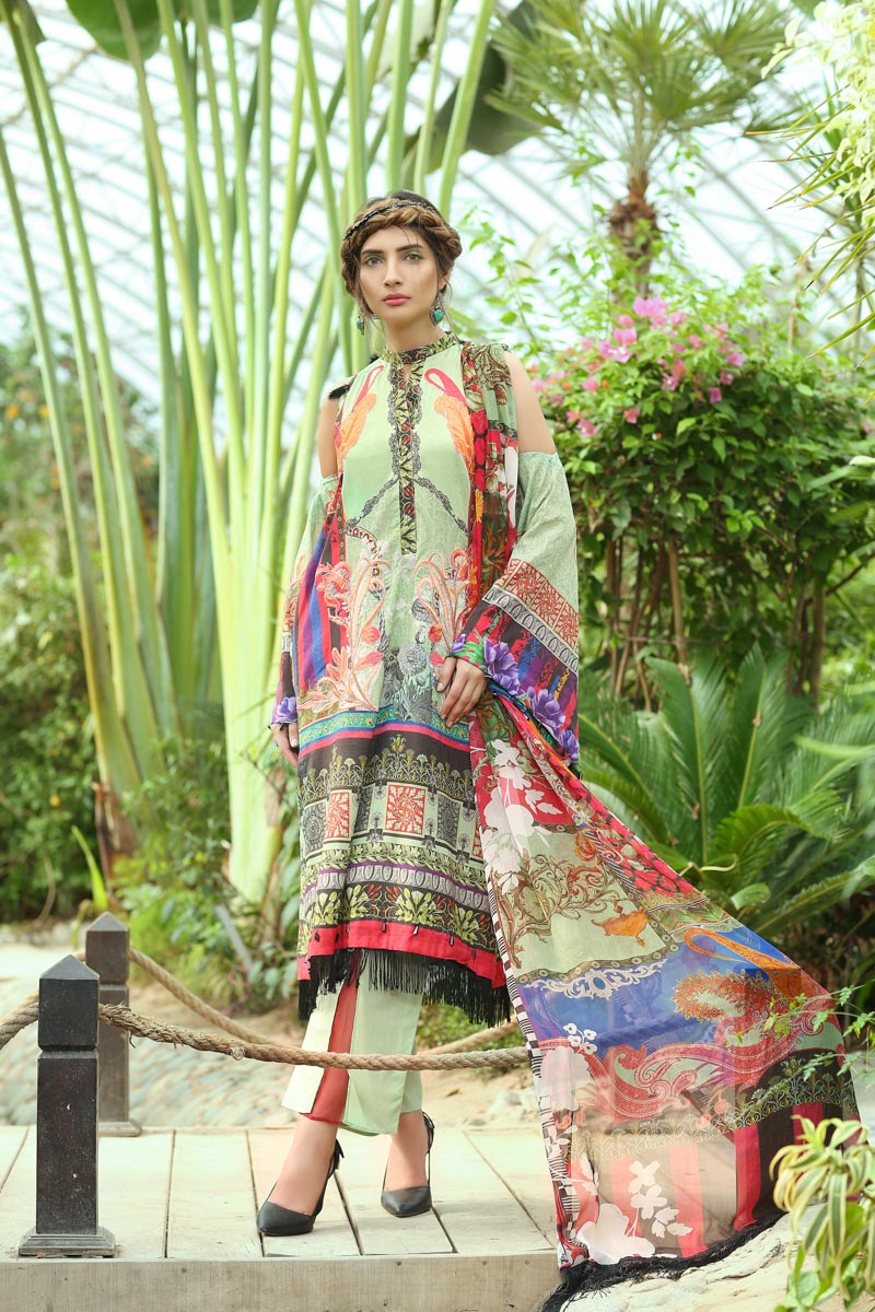 Buy this elegant lawn 3 piece pret dress by Paras Eid Clothes in Malaysia at a very reasonable price