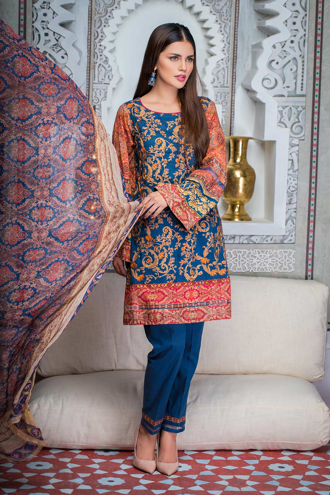 Buy this lawn pret wear stitched dress at a best price of available for online shopping by Bonanza Eid Clothes in New york