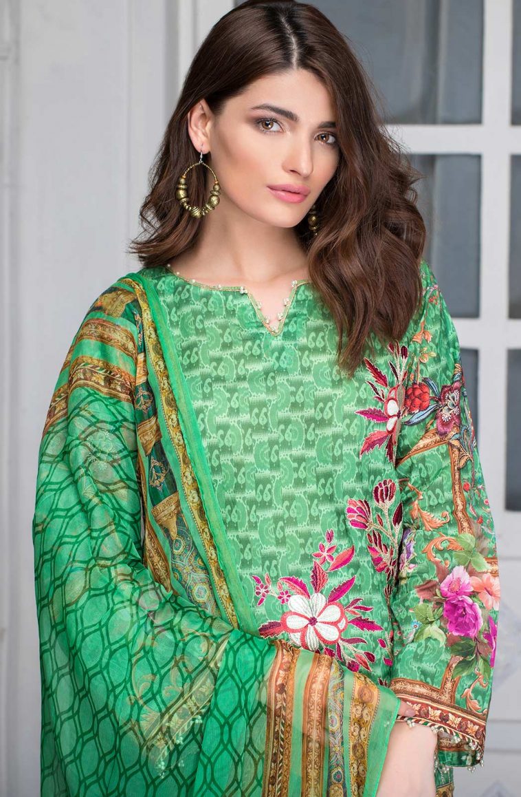 Graceful Pakistani embroidered Green 3 piece stitched pret by Bonanza Eid Clothes in UAE