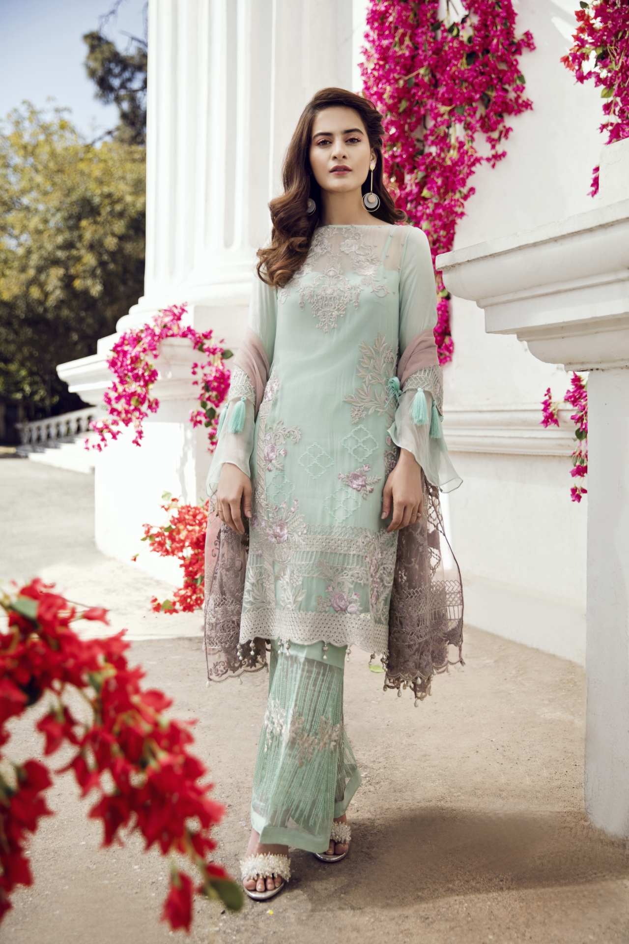 Green elegance Pakistani unstitched dress by Imrozia Premium Eid luxury dresses 2018 