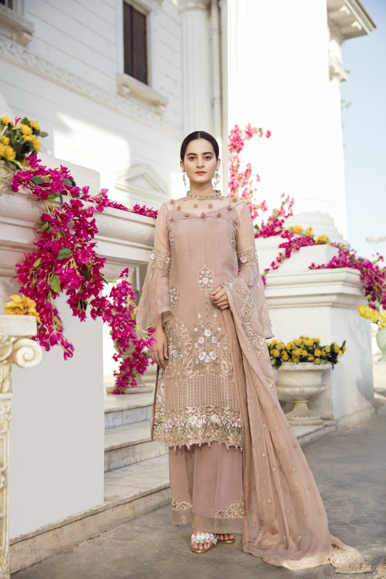 Ravish brown unstitched 3 piece pret dress by Imrozia Premium Pakistani eid dresses in Dubai (1)
