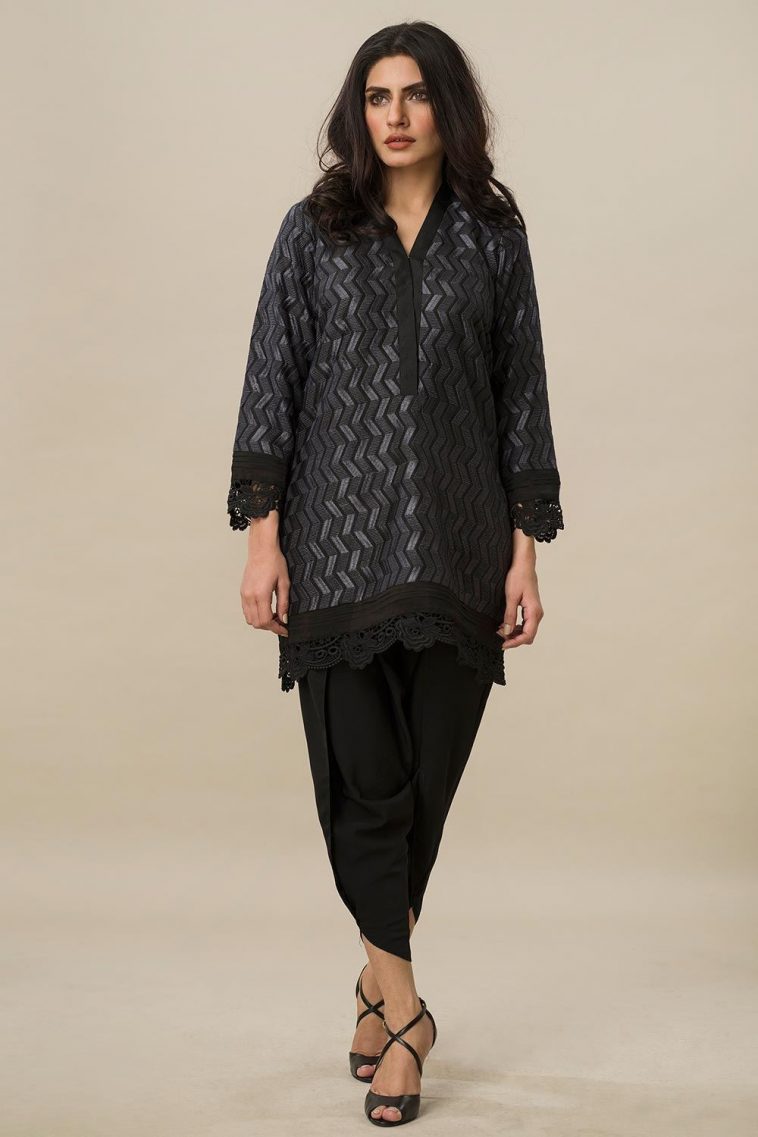 Ravishing black 3 piece Pakistani stitched dress by Nida Azwer pret ...