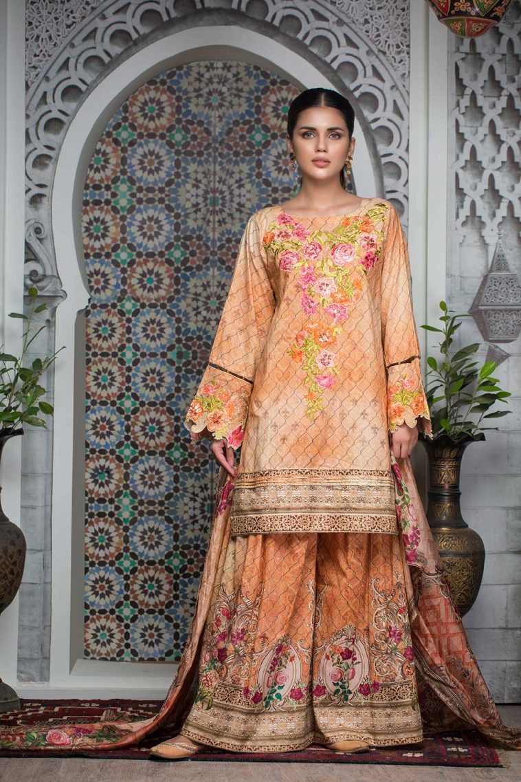 Yellow 3 piece stitched pret dress by Bonanza Eid Clothes in USA