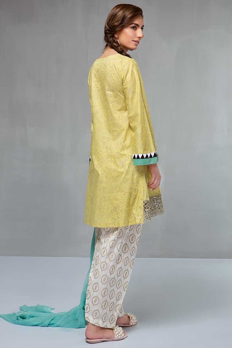 Maria B Yellow Unstitched Pakistani Semi Formal Dress - Buy in UK