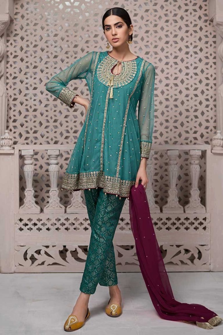 Maria B Wedding Wear Features Net Fabric Embroidered A-Line Kameez ...