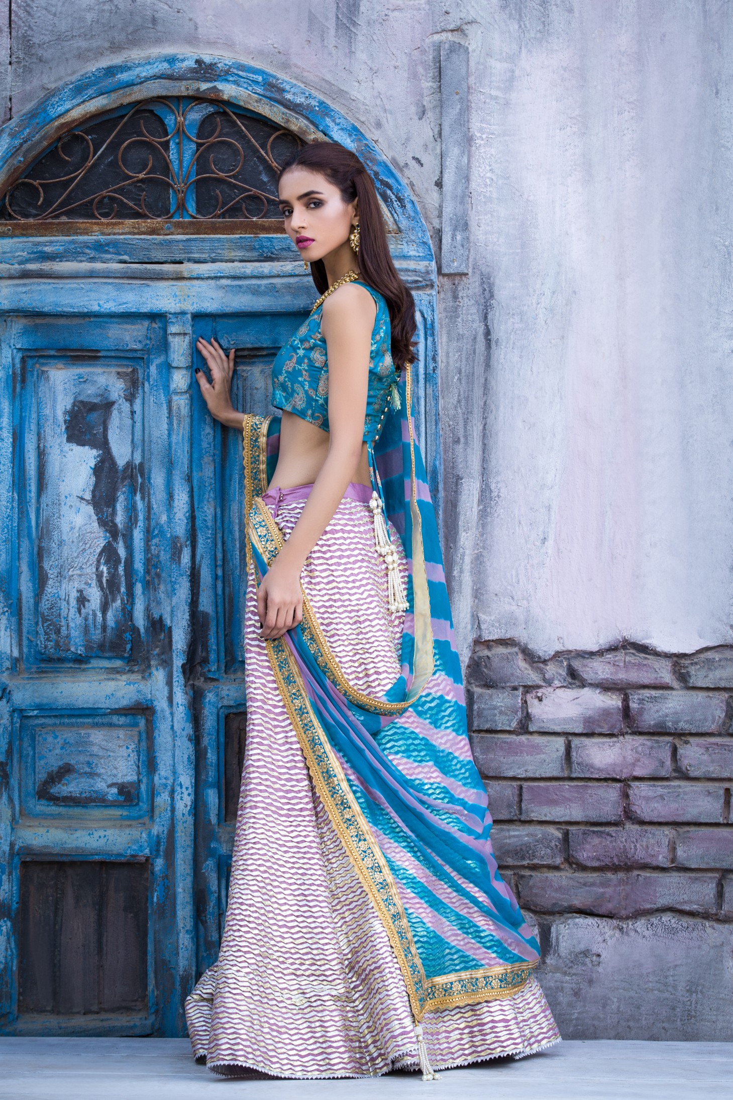 regal silk Pakistani lehanga available online by Sanober Azfer mehandi dresses collection