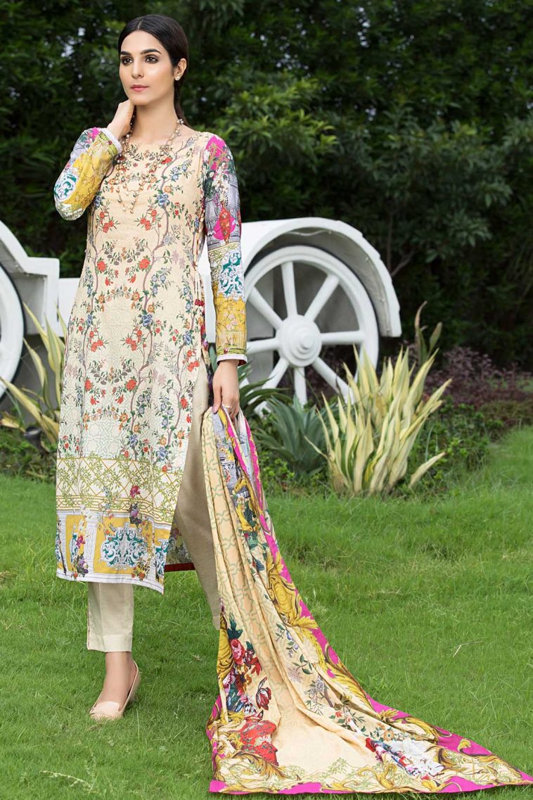Beautiful 3 piece Pakistani unstitched suit by Warda Saleem official