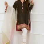 Beautiful and regal three piece black Pakistani embroidery dress by Annus Abrar