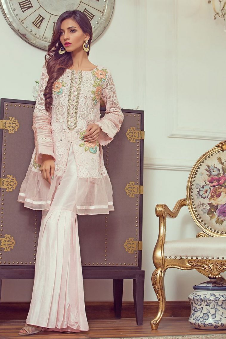 Beautiful light pink two piece Pakistani eid dress by Annus Abrar official